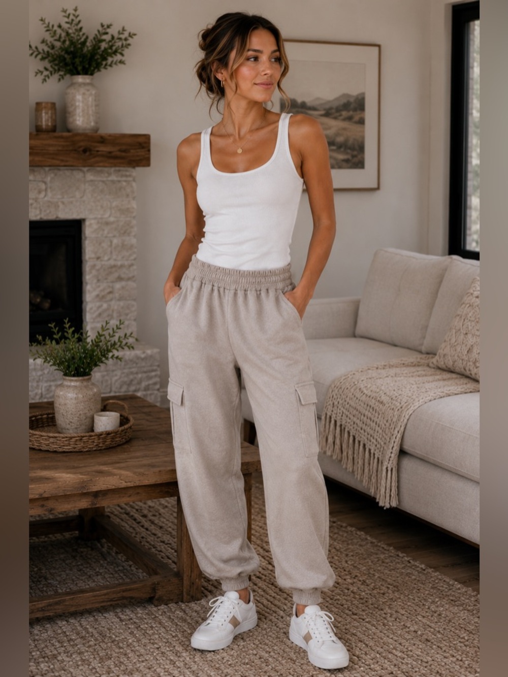 Ruby Ribbon Tan Jogger Pants